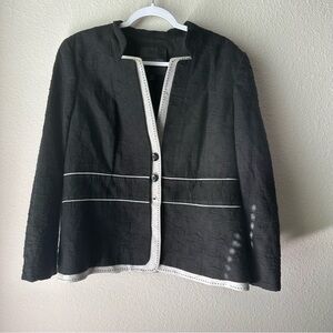Elegant Black Jacket with White Trim
